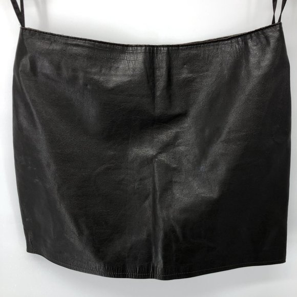 Theory Size 2 Leather Black Brown Chocolate Dark Brown Mini Skirt - Picture 13 of 16